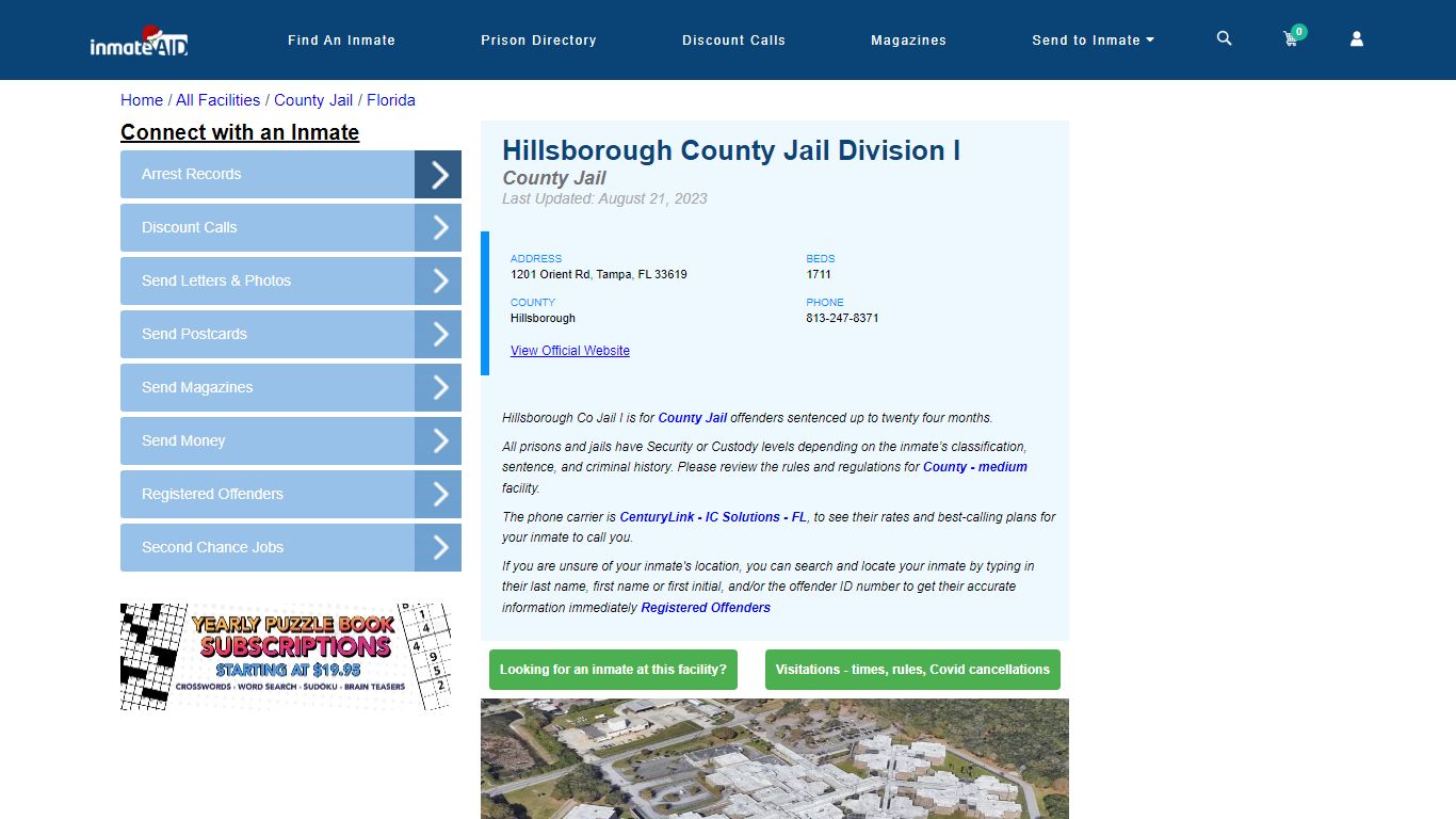 Hillsborough County Jail Division I - Inmate Locator - Tampa, FL