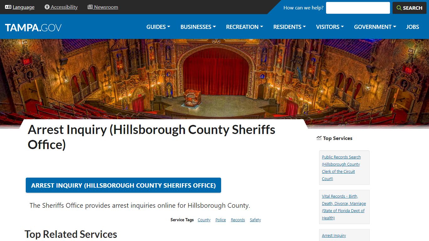 Arrest Inquiry (Hillsborough County Sheriffs Office) - City of Tampa